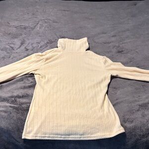 Cream Ribbed Turtleneck Sweater